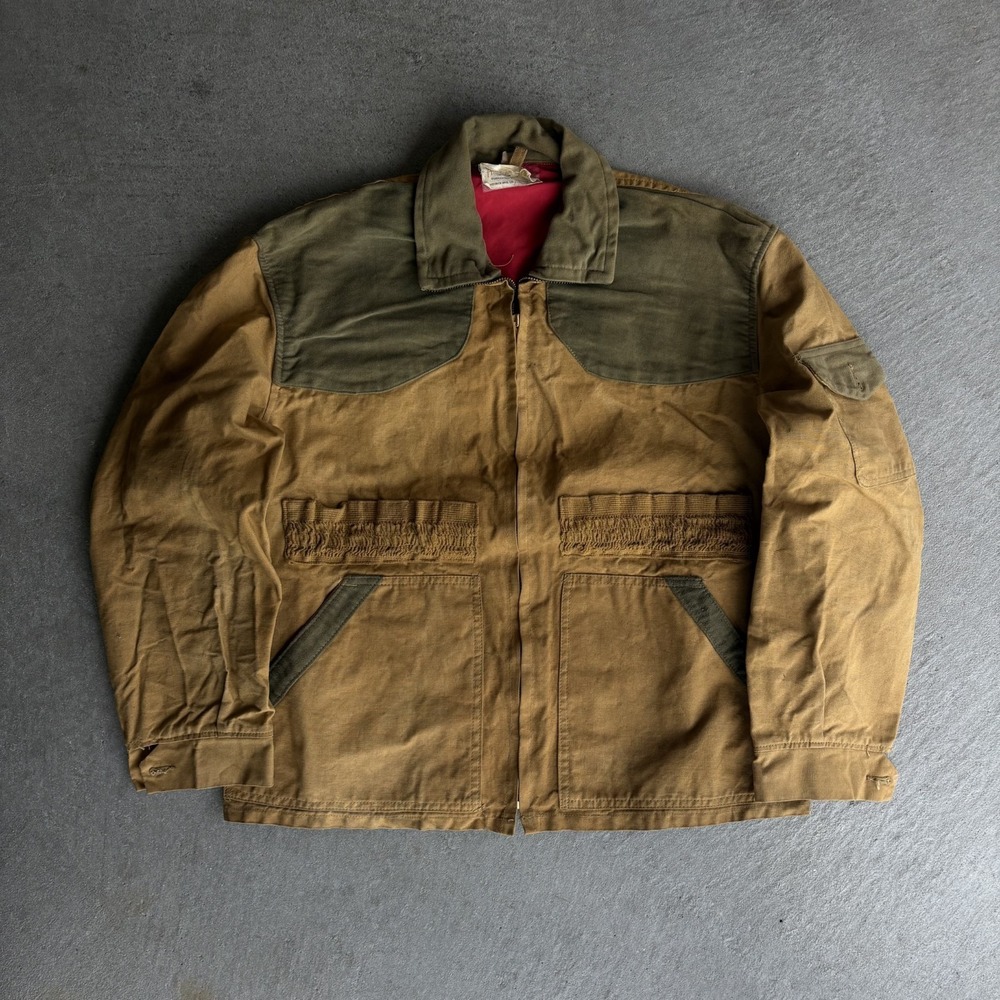 Vintage 60s American Field Hunting Rifle Jacket Brown Green Canvas Sportswear